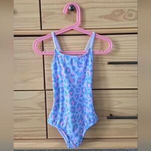 2 Swimsuits Girl Size 4-5T and 6T Blue and Pink Leopard And Mermaid Patterns